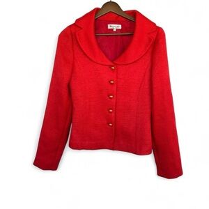 Elegant Red Blazer with Gold Accents Career